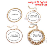 4 Pcs/Set Crystal Cuban Chain Bracelets For Women Pearl Charm Bracelets
