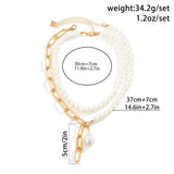 Asymmetric Chain Pearl Necklace For Women Party Wedding
