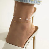 Asymmetric Pearl Anklets For Women Thick Chain Summer Beach Anklets