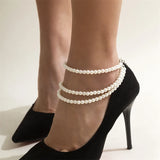 Asymmetric Pearl Anklets For Women Thick Chain Summer Beach Anklets