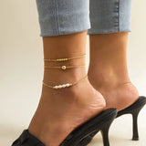 Asymmetric Pearl Anklets For Women Thick Chain Summer Beach Anklets