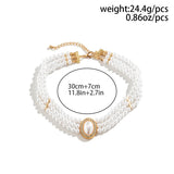Pearl Choker Necklace Multilayer Party Wedding Statement