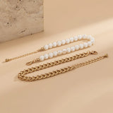 Minimalist Pearl Anklets Cuban Link Chain Anklets
