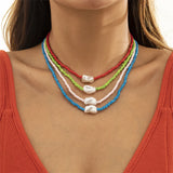 Multicolor Seed Beads Pearl Strand Necklace for Women