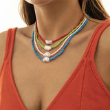 Multicolor Seed Beads Pearl Strand Necklace for Women
