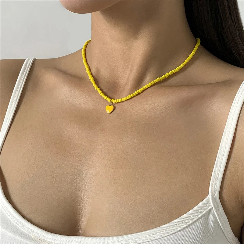 Multicolor Seed Beads Pearl Strand Necklace for Women