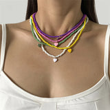 Multicolor Seed Beads Pearl Strand Necklace for Women