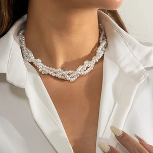 Multilayer Pearl Choker Necklace for Women Girls
