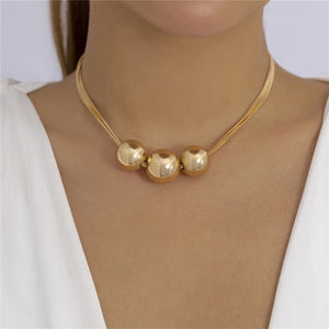 Punk Ball Pendant Choker Necklace For Women Silver Multilayer Party Necklace