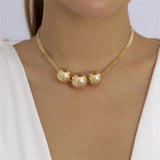 Punk Ball Pendant Choker Necklace For Women Silver Multilayer Party Necklace