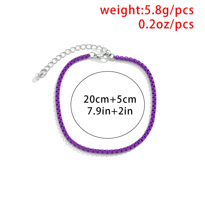 Punk Iron Chain Anklet 9 Colors Minimalist Adjustable Anklet