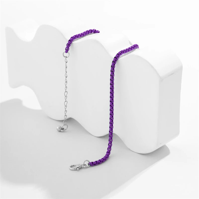 Punk Iron Chain Anklet 9 Colors Minimalist Adjustable Anklet
