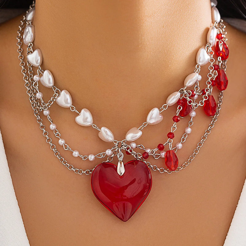 Romantic Heart Pendant Choker Necklace Wedding Gift