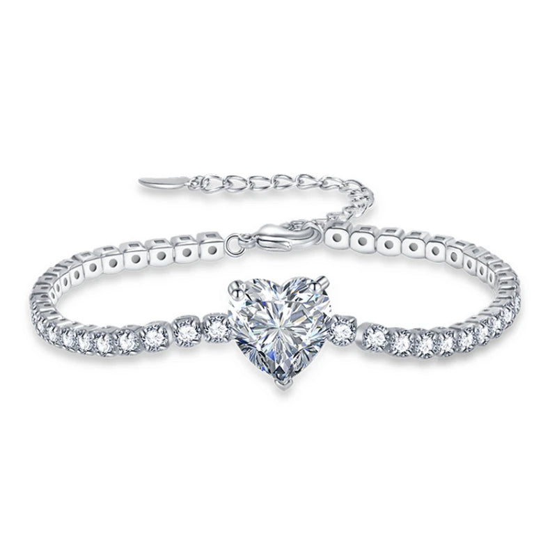 Heart CZ Tennis Bracelet Women Party Wedding Jewelry