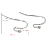 100Pcs Stainless Steel Kidney Earring Wire 20mm