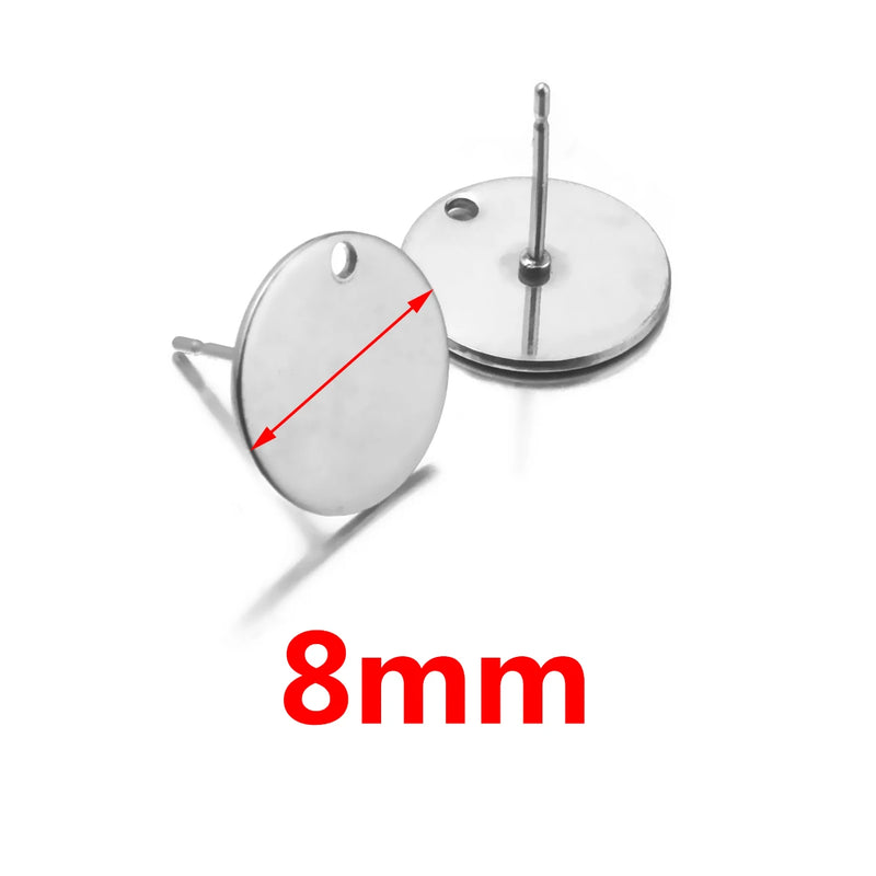 50Pcs Stainless Steel Earring Findings Silver Tone Settings DIY Jewelry Making