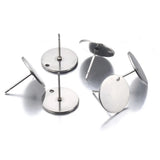 50Pcs Stainless Steel Earring Findings Silver Tone Settings DIY Jewelry Making