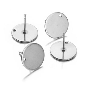 50Pcs Stainless Steel Earring Findings Silver Tone Settings DIY Jewelry Making