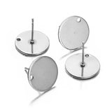 50Pcs Stainless Steel Earring Findings Silver Tone Settings DIY Jewelry Making