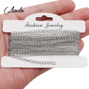 5m Stainless Steel Bracelet Necklace Extender Chain 2.5 3mm DIY Jewelry Making