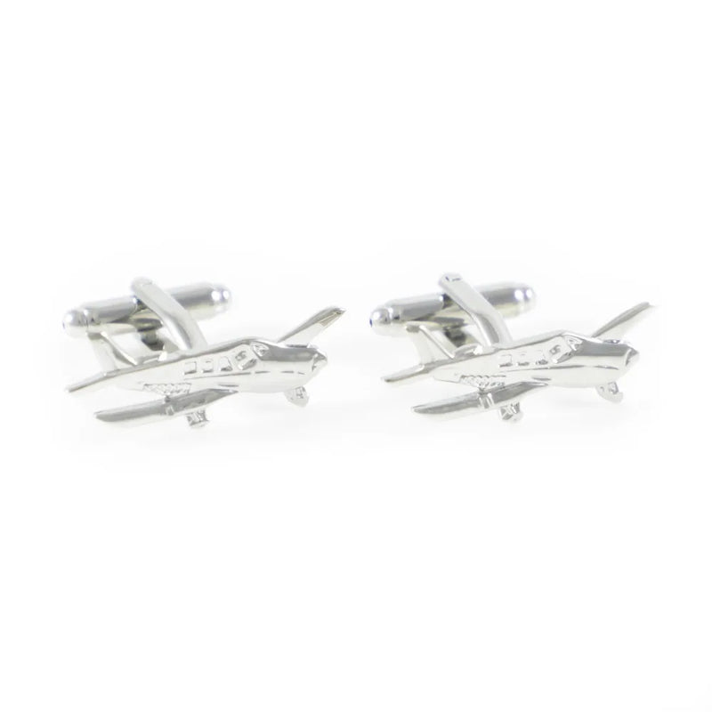 Rhodium Plated Jet Plane Aviation Cuff Links