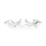 Rhodium Plated Jet Plane Aviation Cuff Links