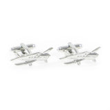 Rhodium Plated Jet Plane Aviation Cuff Links