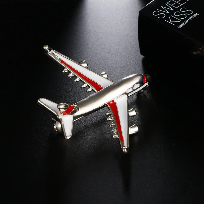 Red Airplane Enamel Brooch Pin for Costumes
