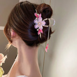 Acrylic Flower Hair Claw Chinese Jewelry Tassel Hairclip