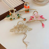 Acrylic Flower Hair Claw Chinese Jewelry Tassel Hairclip