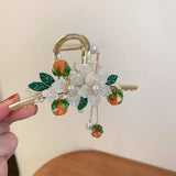 Acrylic Flower Hair Claw Chinese Jewelry Tassel Hairclip