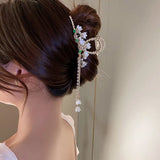 Acrylic Flower Hair Claw Chinese Jewelry Tassel Hairclip