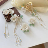 Acrylic Flower Hair Jewelry Chinese Hair Claw Crystal Tassel Hairclip