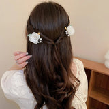 Acrylic Flower Hair Jewelry Chinese Hair Claw Crystal Tassel Hairclip
