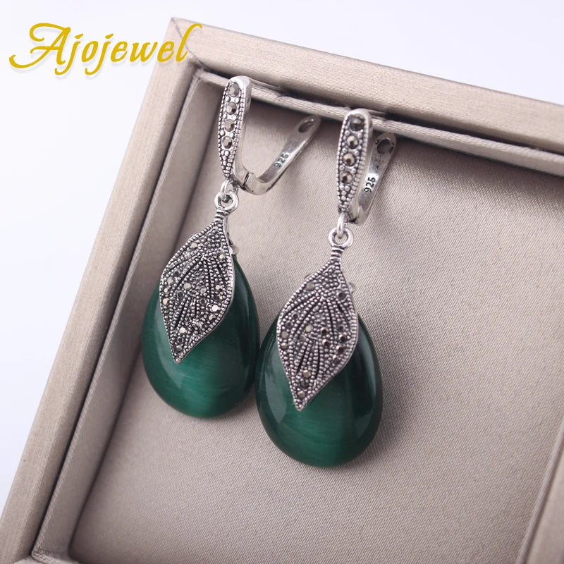 Vintage Rhinestone Leaf Drop Earrings for Women Anniversary Party