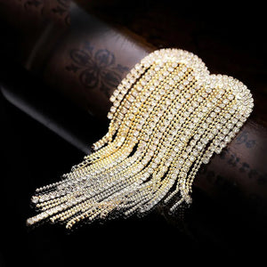 Long Chain Tassel Brooch Rhinestone Heart Jewelry Women Accessories