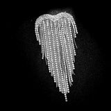 Long Chain Tassel Brooch Rhinestone Heart Jewelry Women Accessories