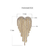 Long Chain Tassel Brooch Rhinestone Heart Jewelry Women Accessories