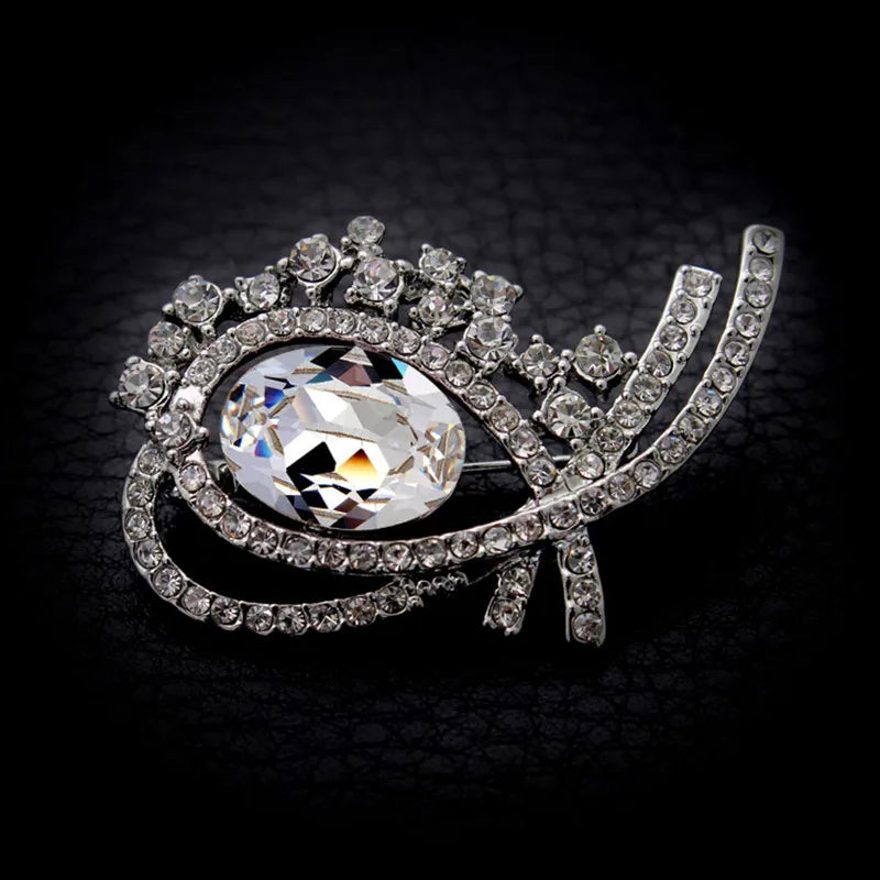 Oval Shaped Crystal Brooches Rhinestone Accessories
