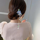 Chinese Style Pearl Tassel Hair Jewelry Acrylic Flower Hairpin Headwear