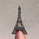 Vintage Eiffel Tower Rhinestone Brooch Unisex Jewelry Paris Souvenir