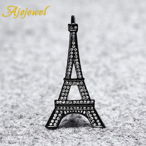 Vintage Eiffel Tower Rhinestone Brooch Unisex Jewelry Paris Souvenir