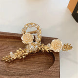 French Style Flower Hair Claw Clip Pearl Crystal Headband