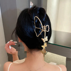 Vintage Golden Butterfly Tassel Hair Jewelry Large Hair Claw Clip