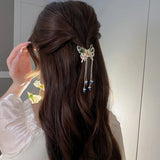 Enamel Flower Hair Claw Butterfly Beads Tassel Hair Jewelry