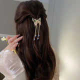 Enamel Flower Hair Claw Butterfly Beads Tassel Hair Jewelry