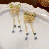 Enamel Flower Hair Claw Butterfly Beads Tassel Hair Jewelry