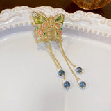 Enamel Flower Hair Claw Butterfly Beads Tassel Hair Jewelry