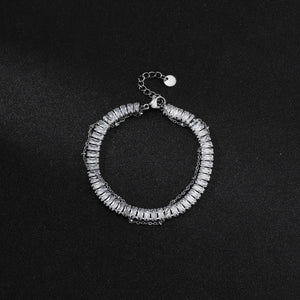 Cubic Zircon Bracelet Stainless Steel Rhinestone Charm Wrist Jewelry