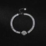 Cubic Zircon Bracelet Stainless Steel Rhinestone Charm Wrist Jewelry